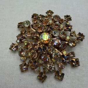 Vintage Champagne and Amber Brooch